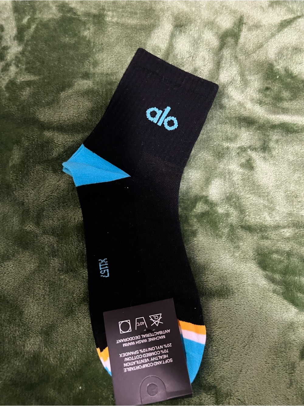 ALO Yoga Black Socks with Blue Accent - Cushioned Comfort